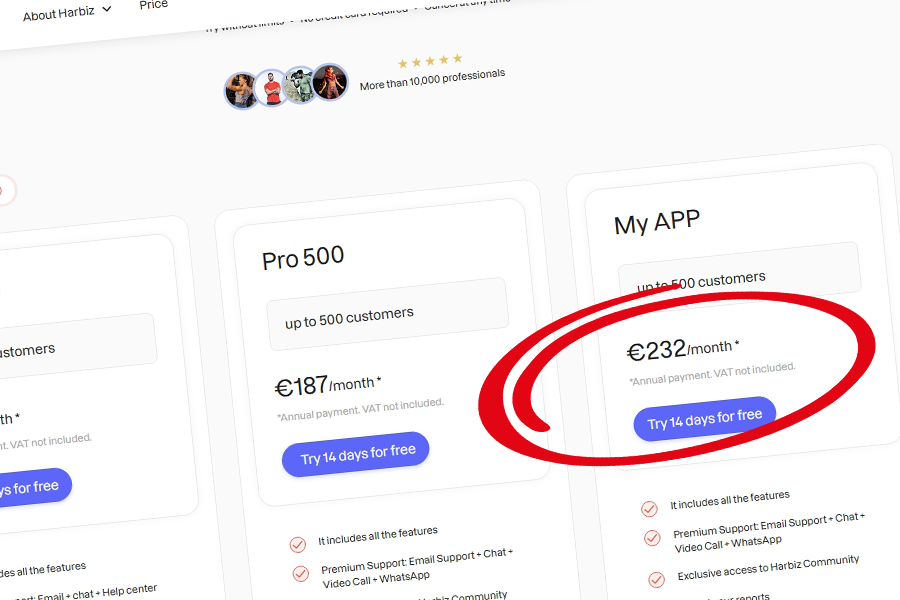 Kahunas pricing screenshot